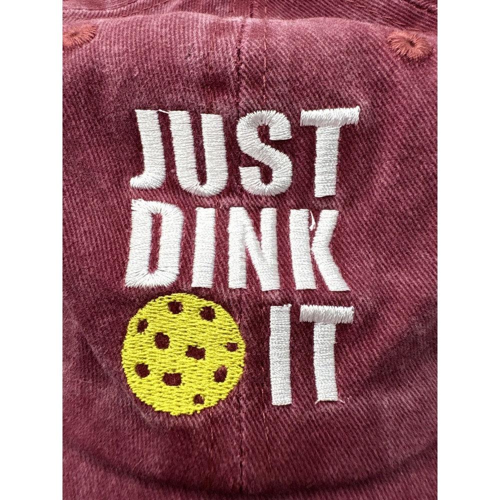 Waldeal Just Dink It Pickleball Ponytail Baseball Hat Maroon‎ Washed Cotton OSFA